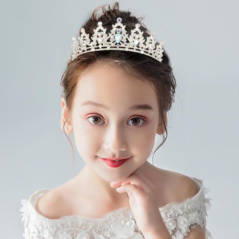ANBALA Silver Crown Crystal Princess Crown, Tairas for Girls, Rhinestone Tiaras for Wedding Birthday Prom Cosplay Halloween - Image 3